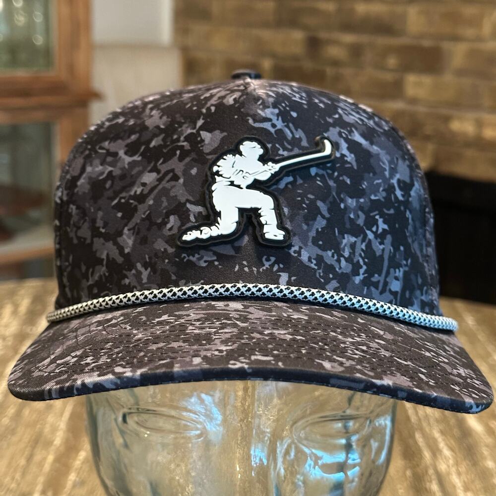 Waggle Golf Apparel Performance Rope Hat Hockey Shot Team USA Winner Black Camo